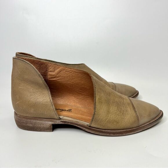 Free People Royale D’Orsay Pointed Toe Leather Flats 36/6 Taupe - Picture 10 of 16